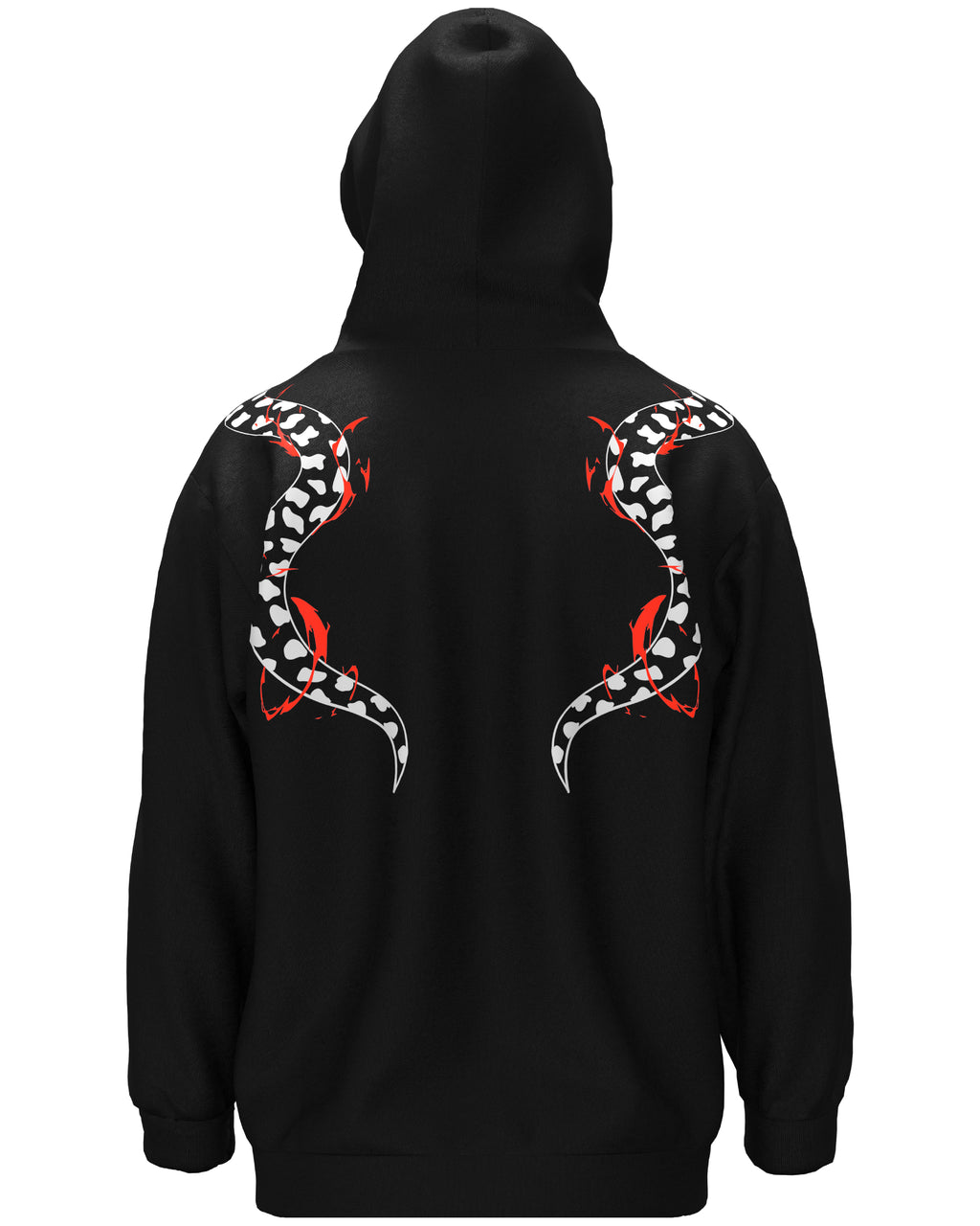 Black hoodie with snake design